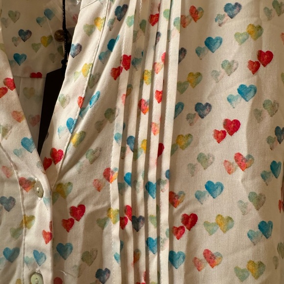 Jane and Delancey Tops - NWT Jane and Delancey Multicolor Heart Print Button Down Shirt Valentine’s Day